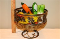 Glass Veggies and Brass Basket