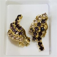 Gold-Tone Tri-Color Costume Earrings & Case