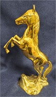13"T BRASS HORSE SCULPTURE REARING UP ON HIND LEGS
