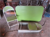 Green table foldup table & 6 foldup chairs