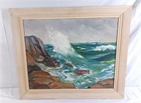 Ross McKay Oil on Canvas Rough Water picture. 32"