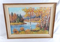 Fall day by the creek by Joan oil on canvas  32