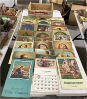 Wooden crate w/calendars 1934,36-46, 49, 51,