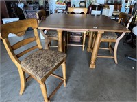 WOOD TABLE & (4) CHAIRS