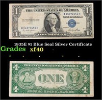 1935E $1 Blue Seal Silver Certificate Grades xf