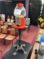 Antique Gum Ball Machine on Cast Iron Stand