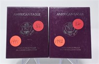 1991, ‘92 Silver Eagle Proofs