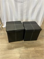 2 Leatherette Storage/Ottomans 16"sq