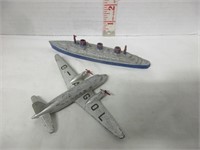 PAIR OF VINTAGE TOOTSIE TOY PLANE AND PASSENGER