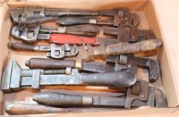 flat of 10 asstd & adjustable vintage wrenches