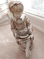 Vintage marwall chalkwear statue girl w/ flowers