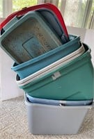 (6) Mismatched Used Totes with Lids