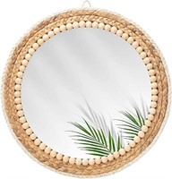 15 Inch Rattan Mirror, Boho Nursery Decor for