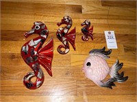 VTG Ceramicraft Fish & Red Resin Seahorse Wall Art