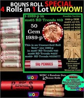 THIS AUCTION ONLY! BU Shotgun Lincoln 1c roll, 198