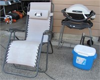 Weber Portable Grill, Lounge Chair, Cooler