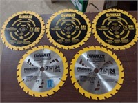 5 DEWALT 7-1/4" Circular Saw Blades.24T.