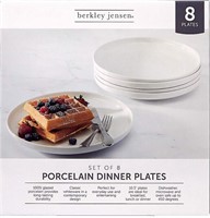 Berkley Jensen Set of 8 Porcelain Dinner Plates