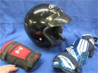 black "ckx" helmet (sz: xl) & socker shin pads