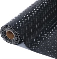 7.5'x17' Diamond Plate PVC Floor Mat, Black