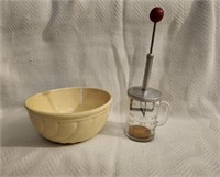 Ceramic Bowl & Measuring Cup w/Chopper