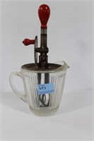 VINTAGE EGG BEATER WITH GLASS MEASURE CUP