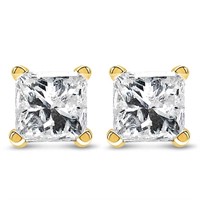 14K Gold Princess Cut Diamond Stud Earrings