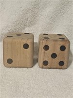 A Pair of Oversized Wooden Dice