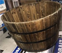 Wooden bucket 11” diameter & orbit sprinkler