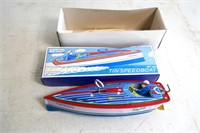 Wind Up Tin Speed Boat w/ Original Box