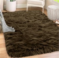 Gorilla Grip Fluffy Faux Fur Rug, 4x6, Machine