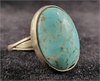 Taxco Silver & Turquoise Ring Sz 6