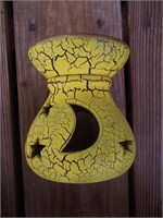 Yellow Crackle Moon Stars Cut Out Candle Oil Burn.