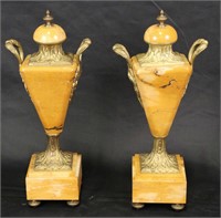 PAIR OF 19th CENTURY FRENCH SIENA MARBLE URNS