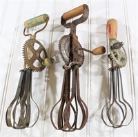 3 pc Wooden Handled Crank Hand Mixers