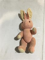 Mini jointed plush stuffed pink/ivory felt rabbit