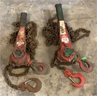 (2) 1-1/2 Ton Ratchet Chain Hoist