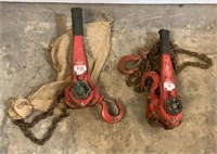 (2) 1-1/2 Ton Ratchet Chain Hoist