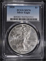 2020 AMERICAN SILVER EAGLE PCGS MS70