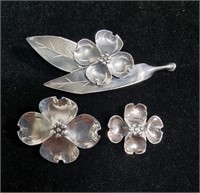 TRIO OF STERLING SILVER STUART NYE BROOCHES