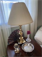 Brass Table Lamp & Miscellaneous