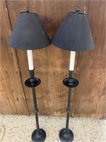 2 candle style black lamps