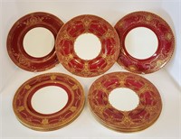 12 Royal Worcester 10 1/2" Plates Gold Encrusted