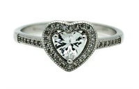 Beautiful White Topaz Heart Solitaire Ring