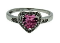 Beautiful Pink Sapphire Heart Solitaire Ring