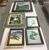 5 framed paintings-Local artist Dean Haddock