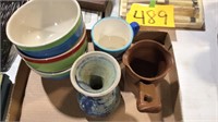 Bowls, cup, vase