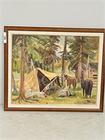 painting of horses & cabin - on board