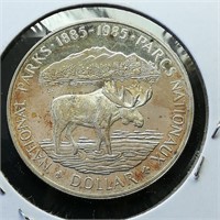 1985 Canada $1 Silver Coin Moose .81 oz.