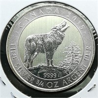 2015 Canada $2 Silver Coin Wolf.75 t oz.